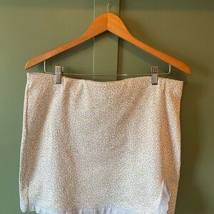 Women's Tweed Mini Skirt in Light blue floral and Cream